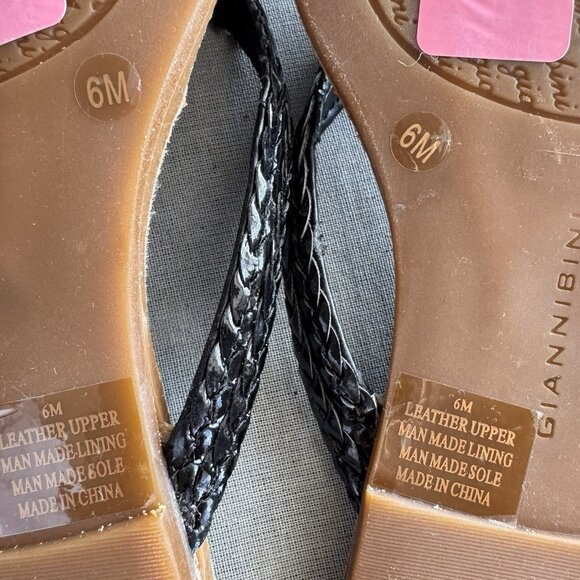 GIANNI BINI black flat sandals size 6 M Brown Embossed Crocodile - Picture 5 of 5